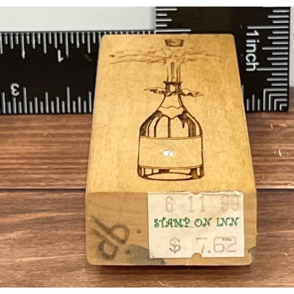 RARE Vintage Champagne Bottle E510 BY DIAMONDS WOOD MOUNTED Rubber Stamp - Picture 4 of 6